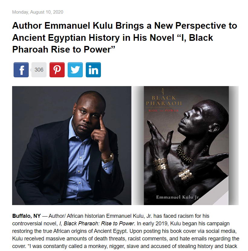 Author Emmanuel Kulu Brings a New Perspective to Ancient Egyptian History in His Novel “I, Black Pharoah Rise to Power”
